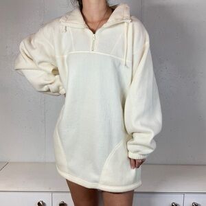 Creamy White Fleece Quarter Zip Sweatshirt Pullover